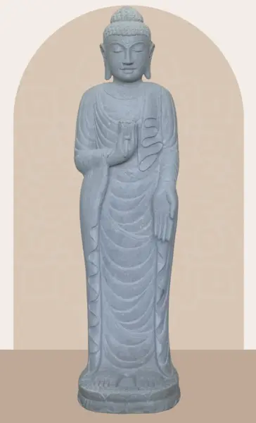 Artikelbild 1 des Artikels “Stehender Buddha mit Lotusblume, ca. 151 cm H “
